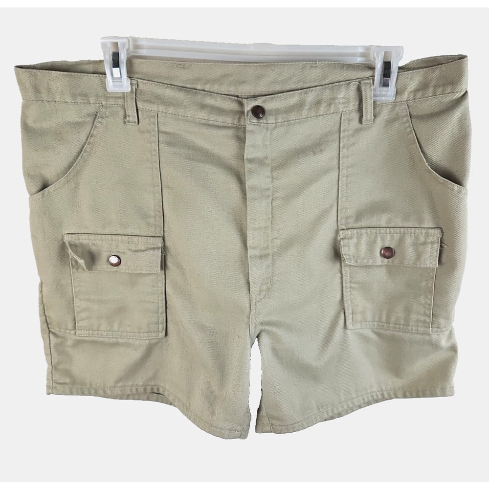 Vintage 80s Cargo shorts Men's Size 40 Beige 4" Inseam Fishing Talon zip USA